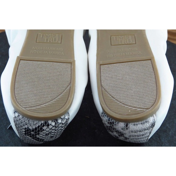 Time And Tru Size 9.5 W White Round Toe Ballet Flats Synthetic Women - Picture 6 of 7